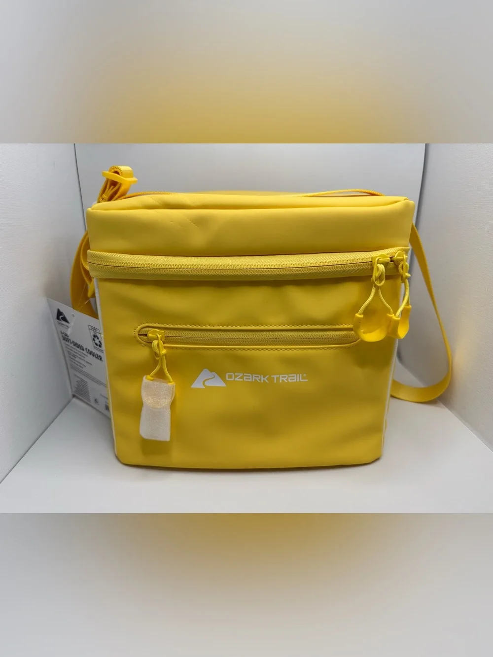 Ozark Trail Yellow and White Striped Soft-Sided Cooler